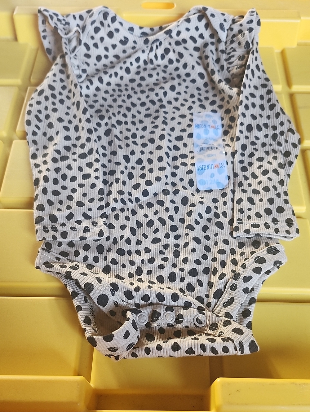 Garanimals White Long Sleeve Polka Dot Bodysuit with Black Spots